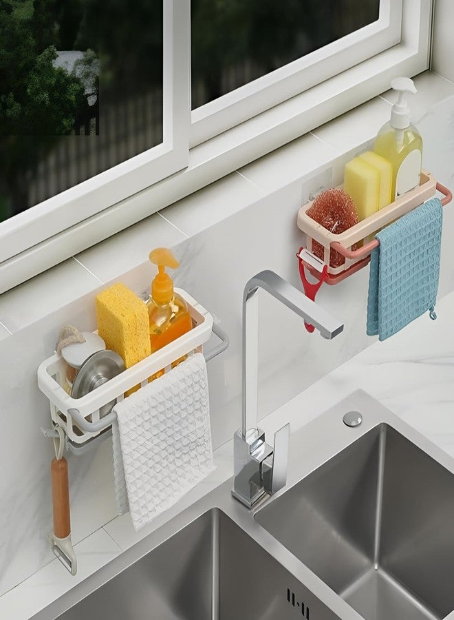 Oblivion Kitchen Organizer Rack 1 Pc - Multicolor Multipurpose Plastic Hanging Drain Rack with Adhesive Hook - Retractable Sponge Storage Holder Basket for Kitchen & Bathroom Space-Saving Organizer - Image 3